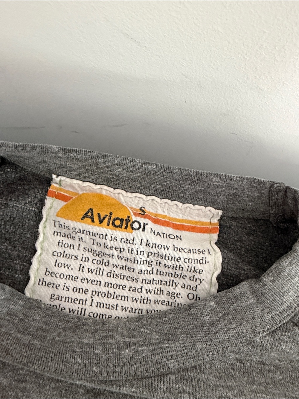Aviator Nation Gray Crewneck Sweatshirt with Yellow Smiley Face size small - Picture 2 of 4